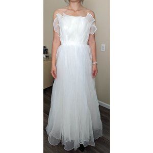 New Strapless Tulle White Dress, Size 4